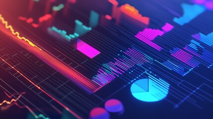 Sticker - Abstract Data Visualization with Colorful Charts and Graphs