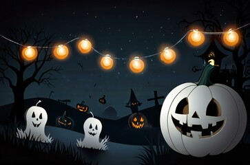 Sticker - halloween background with pumpkin