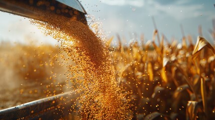 Poster - A grain of corn is falling from a machine