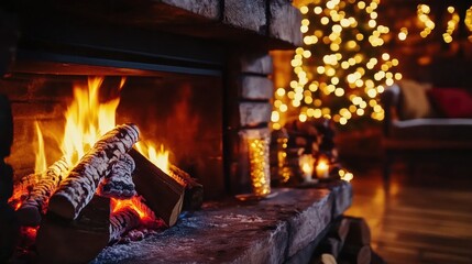 Cozy Fireplace Glow on Christmas Eve