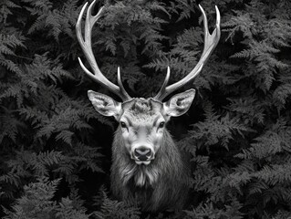 Poster - Deer's Head Black and White