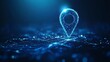 © Murad - Navigating the digital cosmos: a low-poly wireframe vector illustration of GPS pin on a starry blue laptop screen