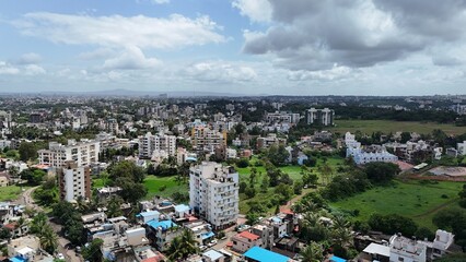 Kolhapur city view aerial top development