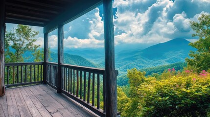 Wall Mural - Black Mountain NC. View of North Mountains with Clouds, Appalachian Spring Landscape