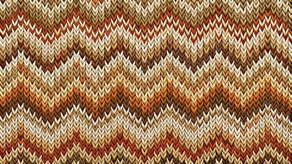 Realistic knit sweater weave texture with zigzag pattern in warm earthy tones, cozy background design