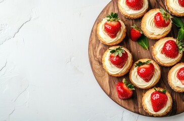 Sticker - Strawberry Cupcakes on Wooden Plate