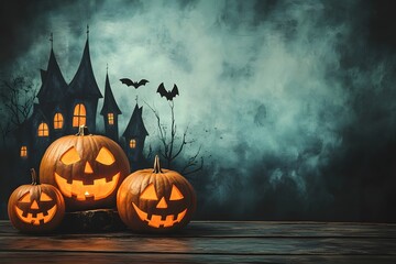 Halloween background with pumpkins halloween festival. Generative AI.