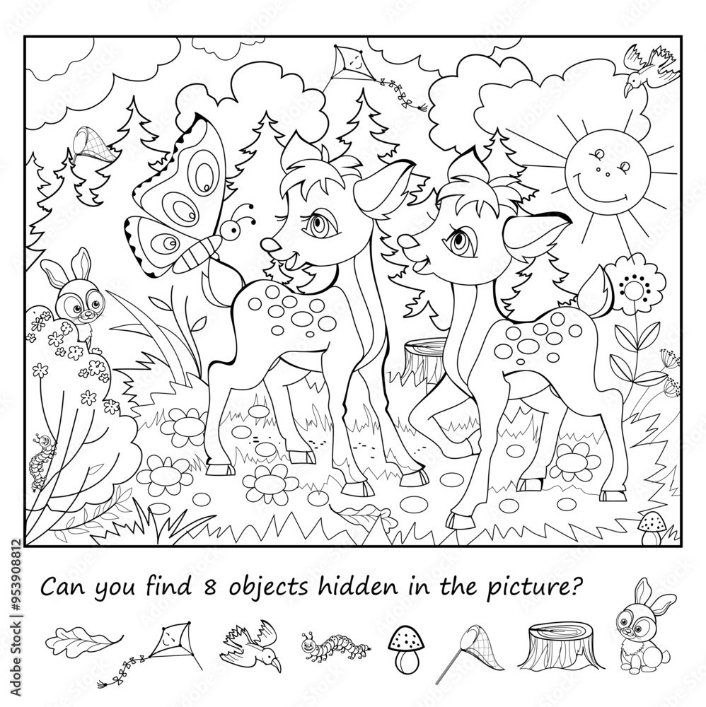 Can you find 8 objects hidden in the picture? Logic puzzle game for ...