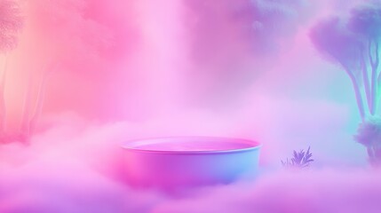 Wall Mural - a white bowl with water in it is placed in a forest with trees