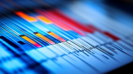 Sticker - Abstract Close-Up of a Financial Chart with Blurred Data