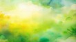 © Tatyana - Abstract watercolor background with soft green, yellow, and blue hues creating a serene atmosphere