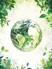 Canvas Print - Earth surrounded by leaves