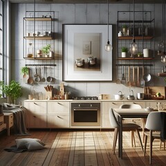 modern kitchen interior with kitchen