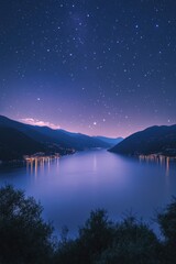 Wall Mural - nighttime lake view with stars