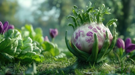 Fantasy Vegetable in a Lush Garden