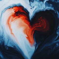 Wall Mural - An abstract image of a heart with dark and light waves intermingling, symbolizing the emotional waves of depression calmed by mindfulness