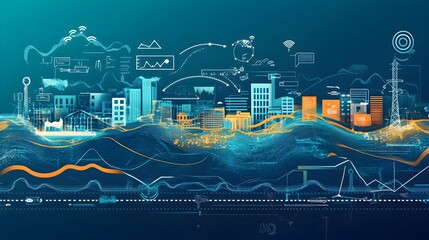cutting edge graphic depicting iot based tsunami risk assessment models that leverage intelligence m