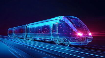 Wall Mural - innovative graphic depicting iot powered electric trains optimizing energy consumption and resource 
