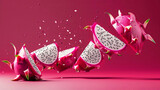 Stylish and vibrant dragon fruit illustration pops in vivid pink, capturing the beauty of this exotic fruit