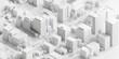 © Orod - Isometric White City Model, Clean Aerial View of Simplified Urban Layout, Buildings and Streets in a Minimalist Style, Monochrome Architecture Design