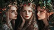 © anis rohayati - Beautiful fantasy fairy tale elf woman princess portrait collection set wallpaper AI generated image