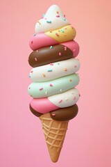 Poster - Colorful Swirl Ice Cream Cone