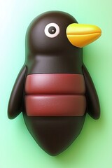 Poster - Cute Cartoon Penguin with Red Stripes