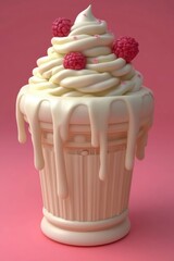 Poster - White Chocolate Ice Cream with Raspberries