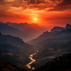 Poster - a river running through a valley. 