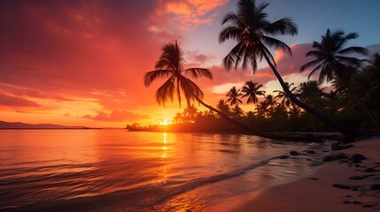 Canvas Print - a river under sunset over a beach. 