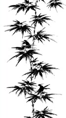 Wall Mural - Black Ink Bamboo Silhouette with Birds