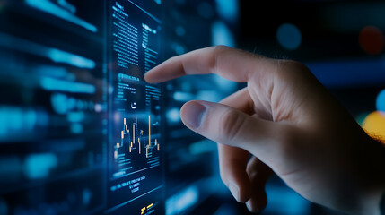 Technologist working on a touch screen interface