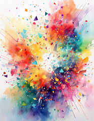 Energetic abstract watercolor painting is exploding with vibrant colors, perfect for expressing creativity and joy