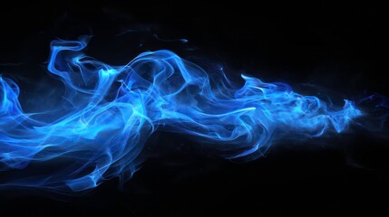 Wall Mural - abstract blue smoke or energy flow on a black background.
