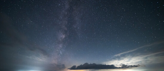 Wall Mural - beautiful bright milky way galaxy at the starry night sky. astronomical background.