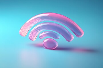 Poster - A pink and purple wifi symbol is displayed on a blue background