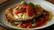 © At My Hat - Crispy chicken topped with mozzarella and tomato sauce. Perfect for showcasing delicious Italian food.