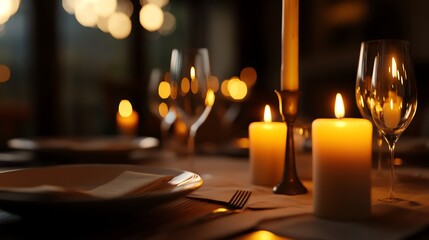 Wall Mural - A warm and inviting scene of candlelight and floral arrangements. The soft glow of the candles creates a sense of peace and tranquility.