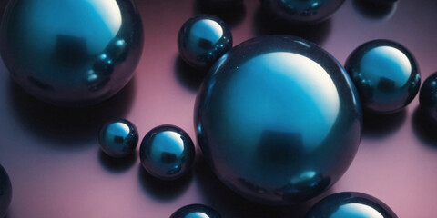 Canvas Print - abstract blue spheres on a purple background