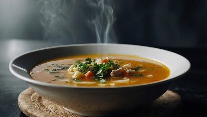 Sticker - Bowl of soup presented in a photo.