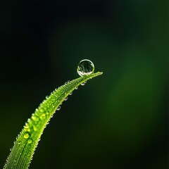 Wall Mural - Grass Blade with Raindrop