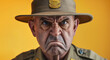 © Lubo Ivanko - Drill sergeant or instructor with angry face, studio photo closeup detail. Generative AI