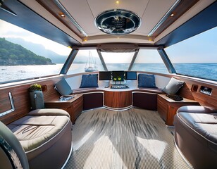 sleek interior modern yacht boasting navigation systems luxurious seating