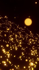 Wall Mural - black background with illuminated sequins. motion. bright confetti in cartoon animation that fly in 