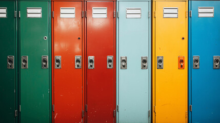 vintage metal school lockers different colors texture Generative AI