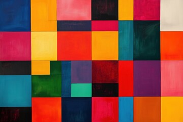 Wall Mural - Vibrant abstract geometric pattern featuring colorful squares and rectangles for artistic backgrounds