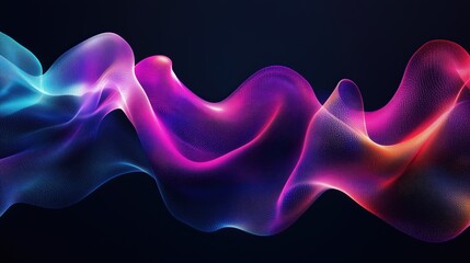 Canvas Print - colorful abstract wave patterns on dark background for creative design projects