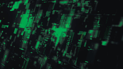 Wall Mural - Abstract digital binary code flowing on dark background. Network connection structure. High information technology. Digital sci-fi background. Vector illustration.