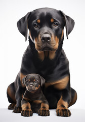 Poster - Female Rottweiler Dog with Puppy