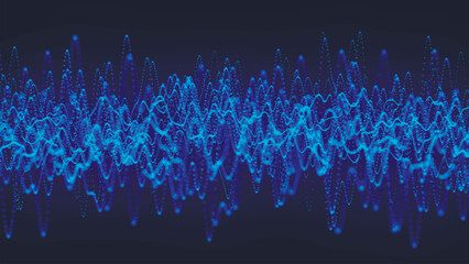 Wall Mural - Futuristic particle wave. Abstract technology background. Big data visualization. Equalizer wave. Vector illustration